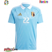 Camiseta Bélgica Jeremy Doku #22 Visitante Equipación Eurocopa 2024 manga corta